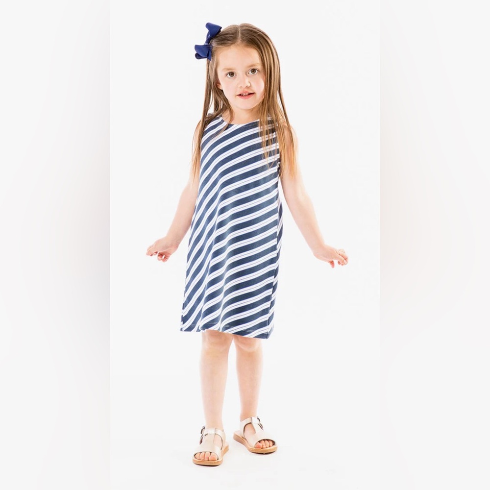 Mahi Gold Girl's Emily Shift Dress Endless Summer Stripe in Monomoy Size 14 NWT
